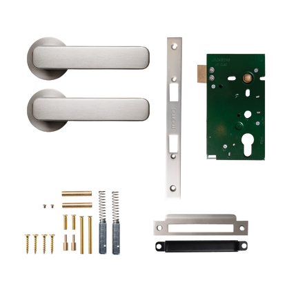 Momo Aspen Solid Brass Mortice Lock Passage Lever Set In Dull Brushed Nickel