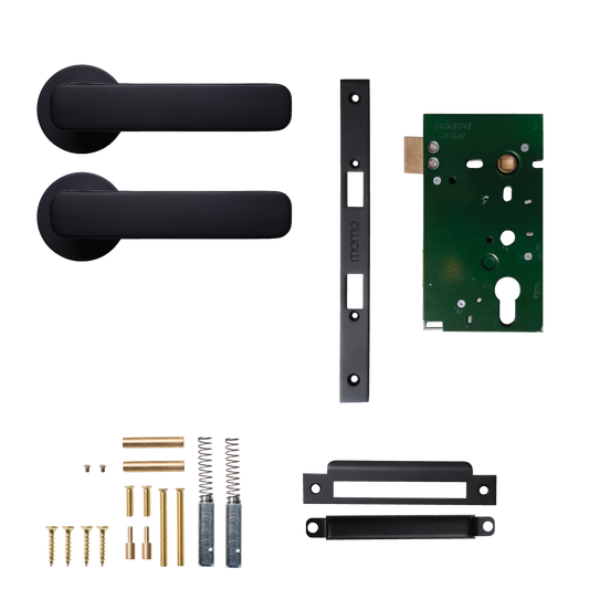 Momo Aspen Solid Brass Mortice Lock Passage Lever Set In Matt Black
