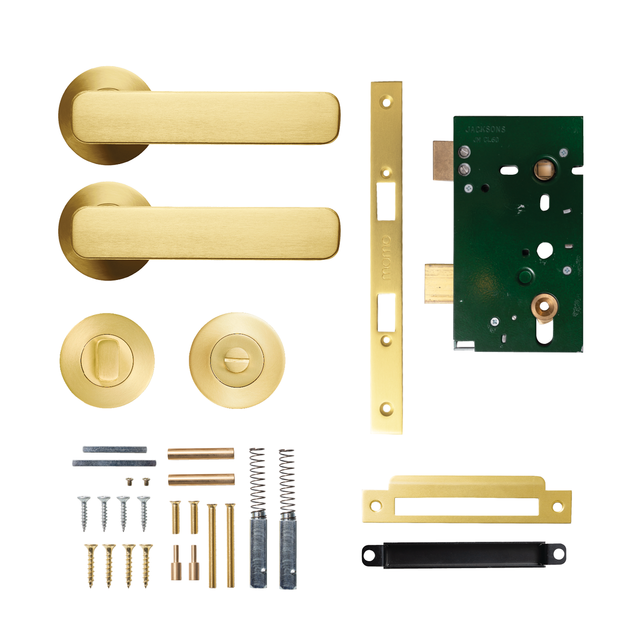 Momo Aspen Solid Brass Mortice Lock Privacy Lever Set In Brushed Satin Brass