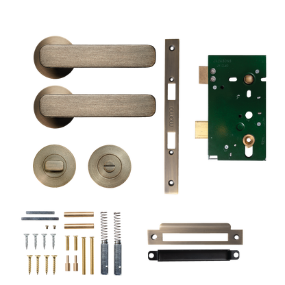 Momo Aspen Solid Brass Mortice Lock Privacy Lever Set In Dark Brushed Brass