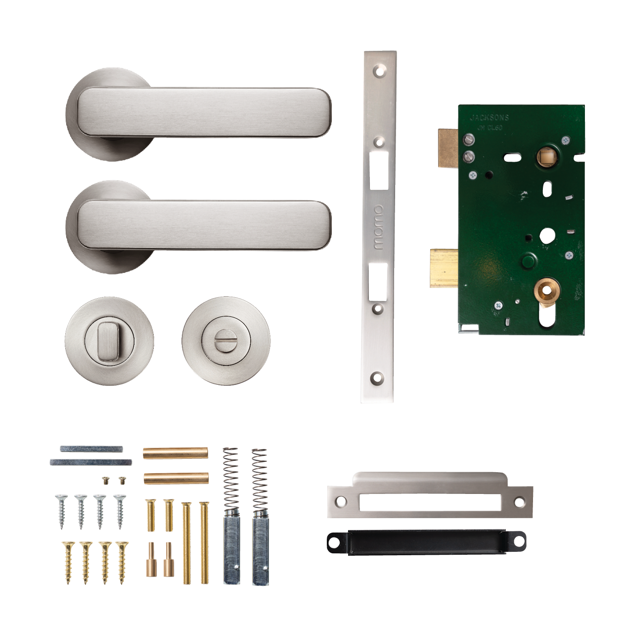 Momo Aspen Solid Brass Mortice Lock Privacy Lever Set In Dull Brushed Nickel