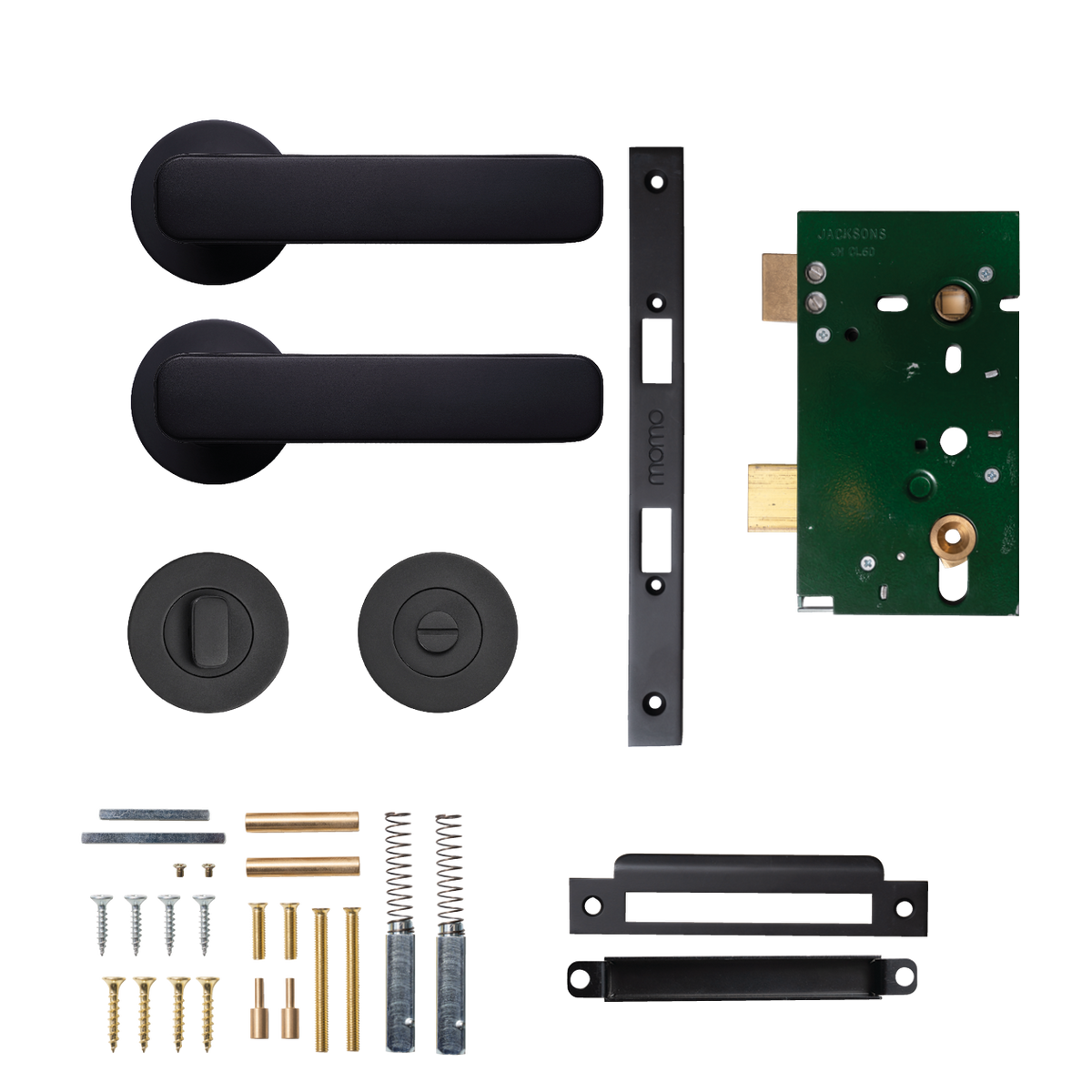 Momo Aspen Solid Brass Mortice Lock Privacy Lever Set In Matt Black