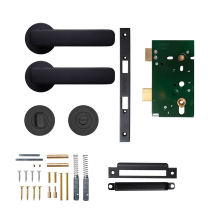 Momo Aspen Solid Brass Mortice Lock Privacy Lever Set In Matt Black