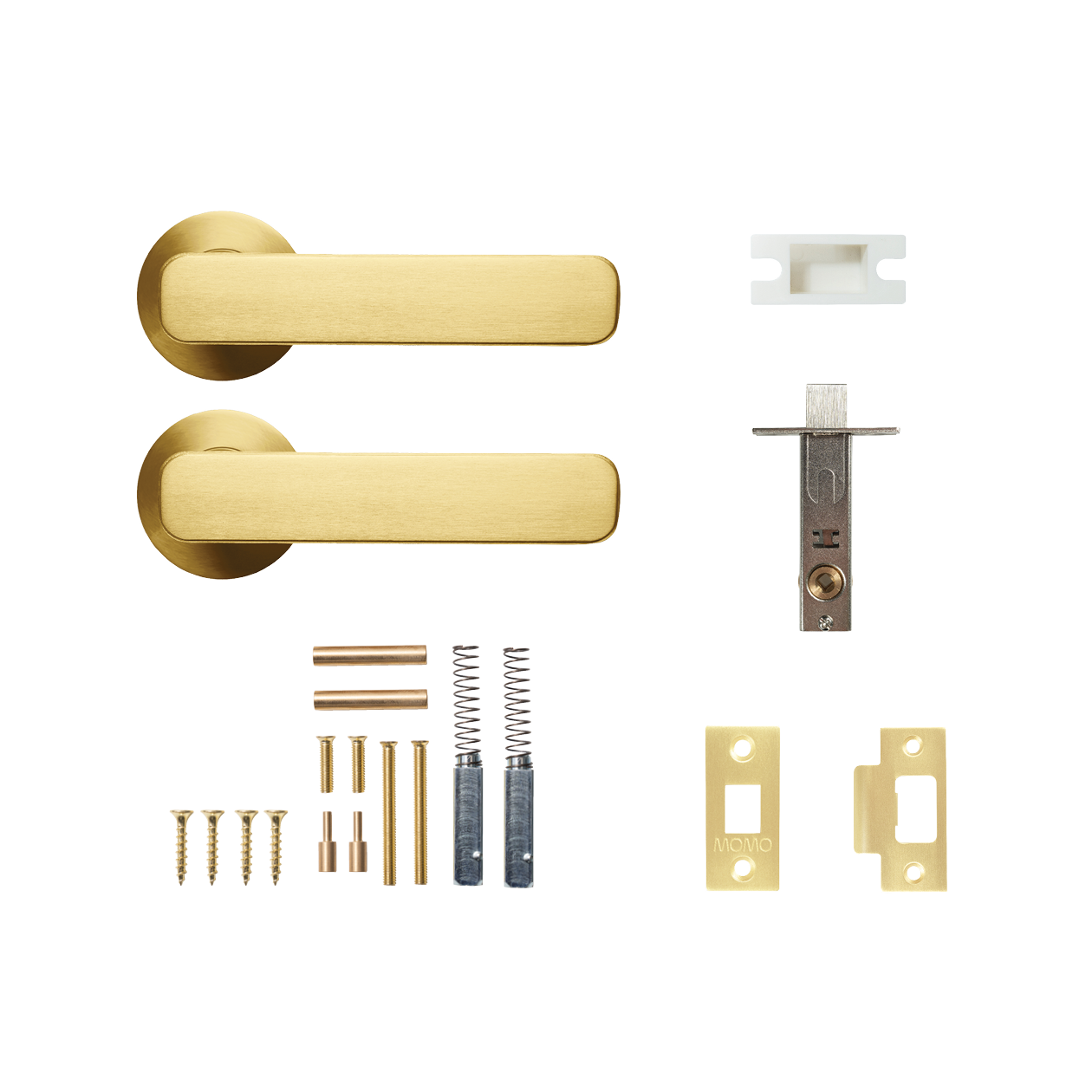 Momo Aspen Solid Brass Tubular Latch Passage Lever Set In Brushed Satin Brass