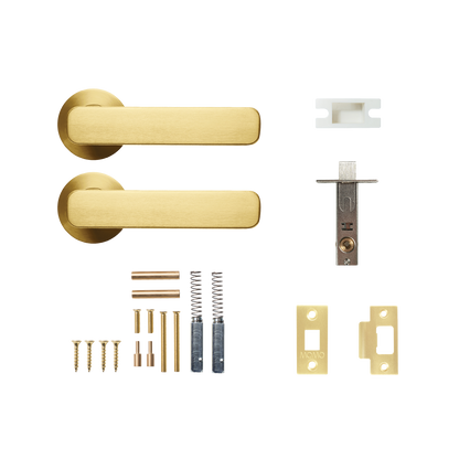 Momo Aspen Solid Brass Tubular Latch Passage Lever Set In Brushed Satin Brass