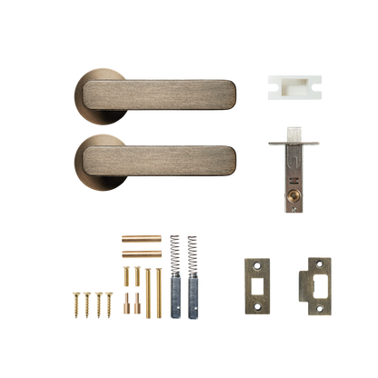 Momo Aspen Solid Brass Tubular Latch Passage Lever Set In Dark Brushed Brass