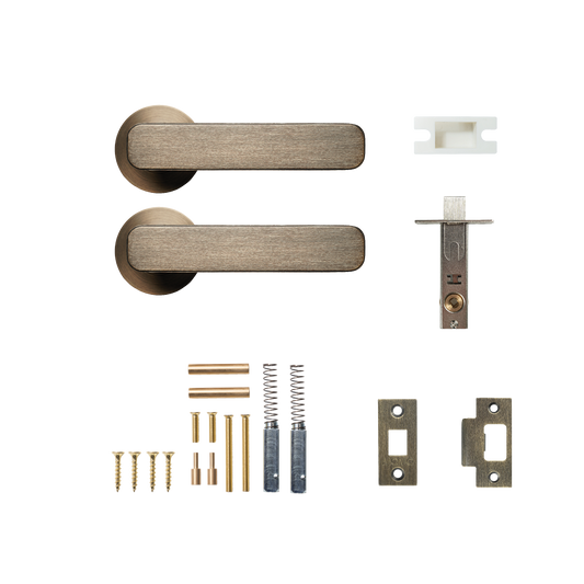 Momo Aspen Solid Brass Tubular Latch Passage Lever Set In Dark Brushed Brass