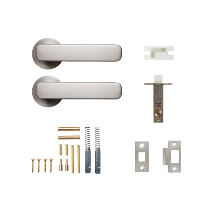 Momo Aspen Solid Brass Tubular Latch Passage Lever Set In Dull Brushed Nickel