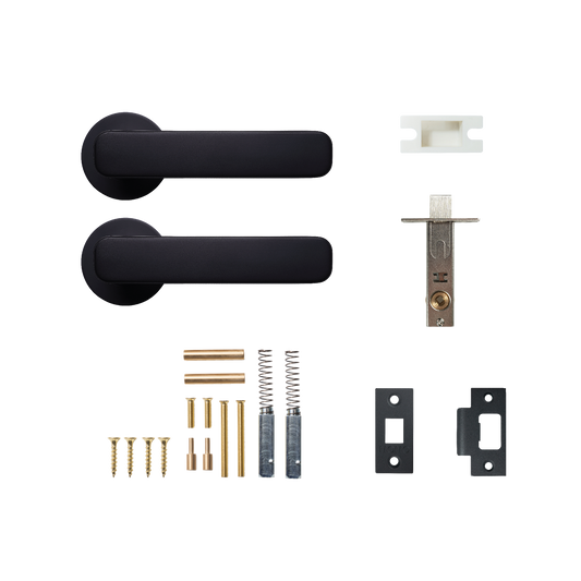 Momo Aspen Solid Brass Tubular Latch Passage Lever Set In Matt Black
