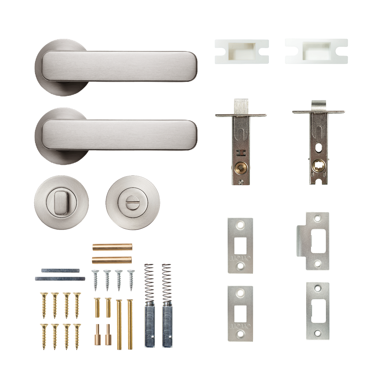 Momo Aspen Solid Brass Tubular Latch Privacy Lever Set In Dull Brushed Nickel
