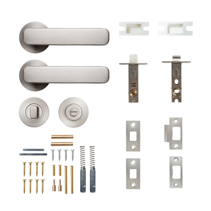 Momo Aspen Solid Brass Tubular Latch Privacy Lever Set In Dull Brushed Nickel
