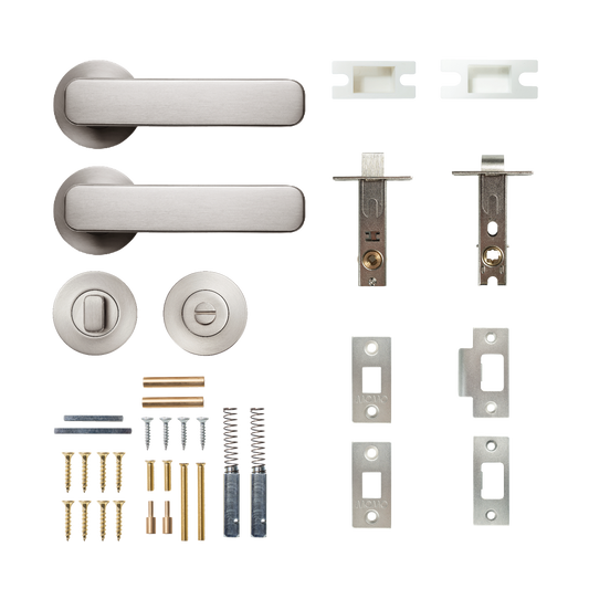 Momo Aspen Solid Brass Tubular Latch Privacy Lever Set In Dull Brushed Nickel