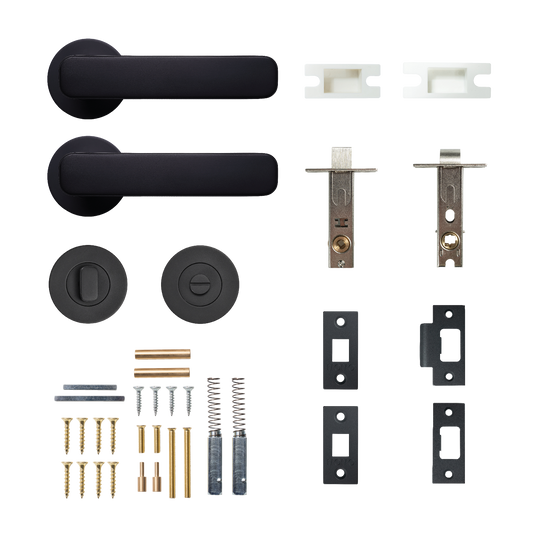 Momo Aspen Solid Brass Tubular Latch Privacy Lever Set In Matt Black