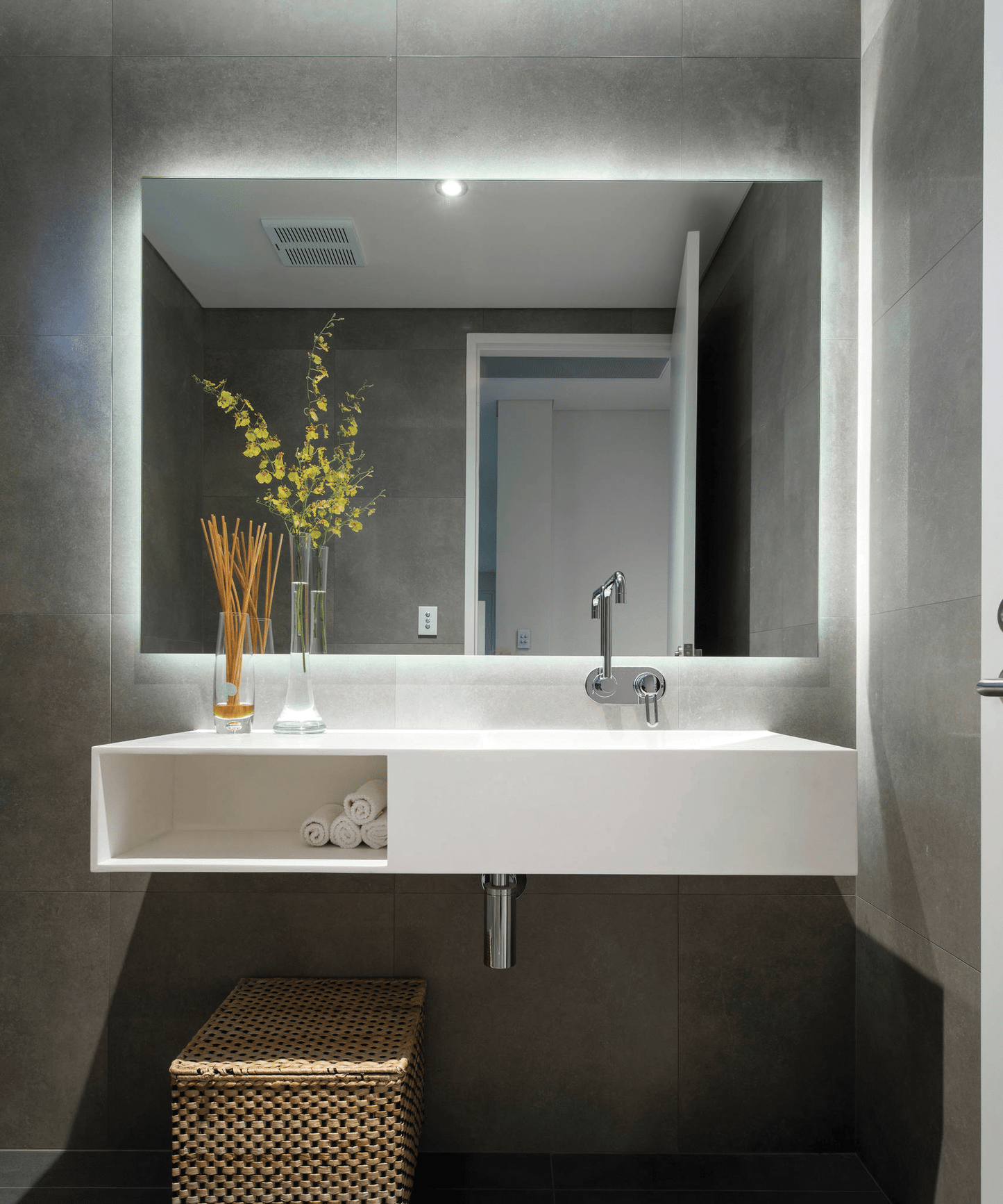 Backlit Rectangle Mirror With Cool Light 85Watts - Includes Mirror Demister