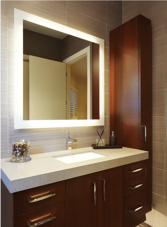 Backlit Square Mirror Without Border Cool 900x 83Watts - Includes Mirror Demister