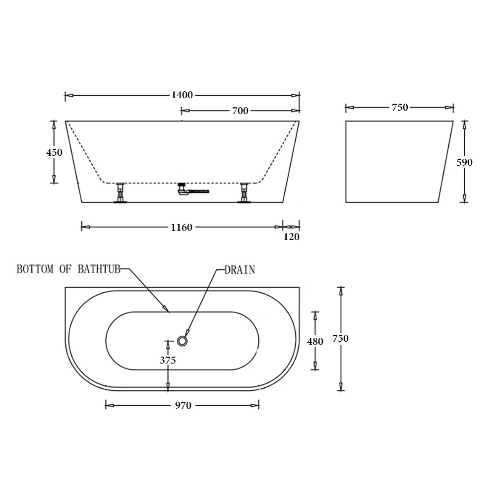 Atlanta Back to Wall Bathtub