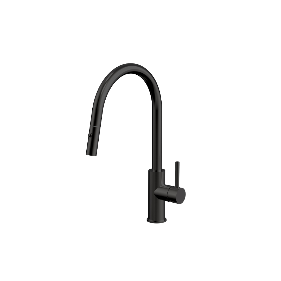 Auren Pull Out Kitchen Sink Mixer in Noir Obsidian