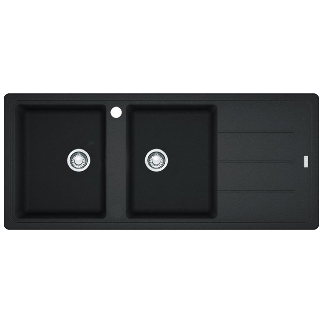 Franke Basis Double Bowl Sink Kit Topmount, Onyx, Right Hand