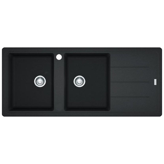 Franke Basis Double Bowl Sink Kit Topmount, Onyx, Right Hand