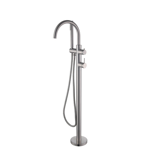 Bella Vista Mica Freestanding Bath Mixer with Hand Shower Brushed Nickel