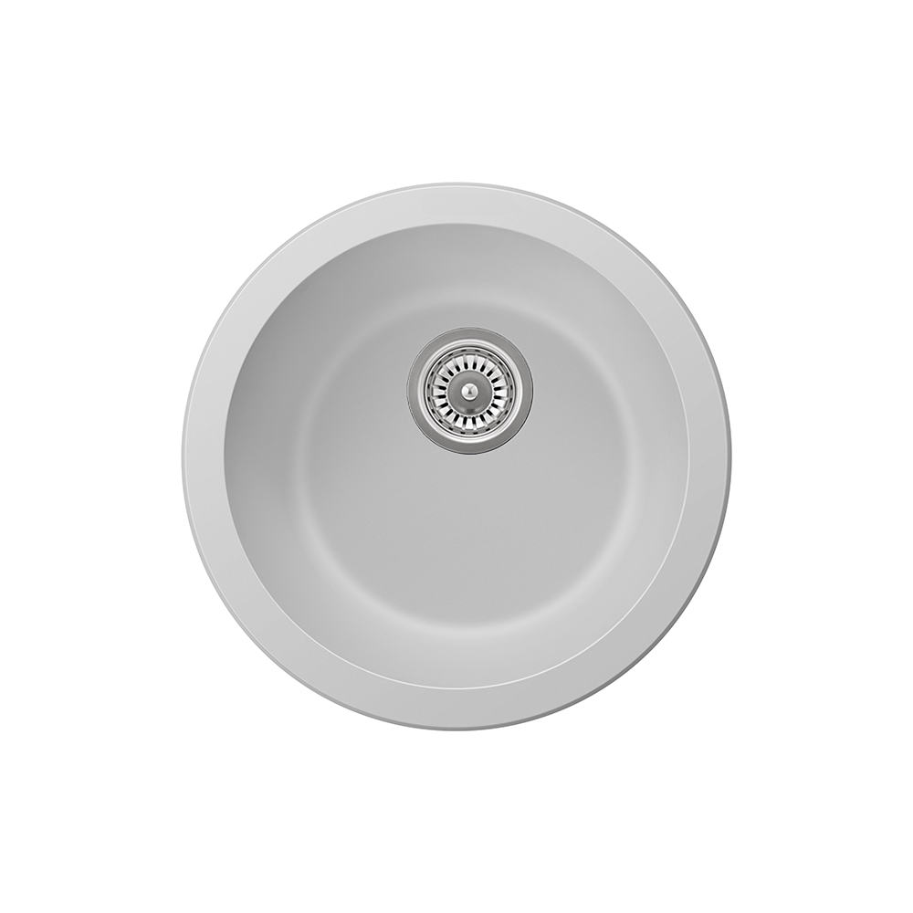 Sierra Composite Round Kitchen Sink in Matt White