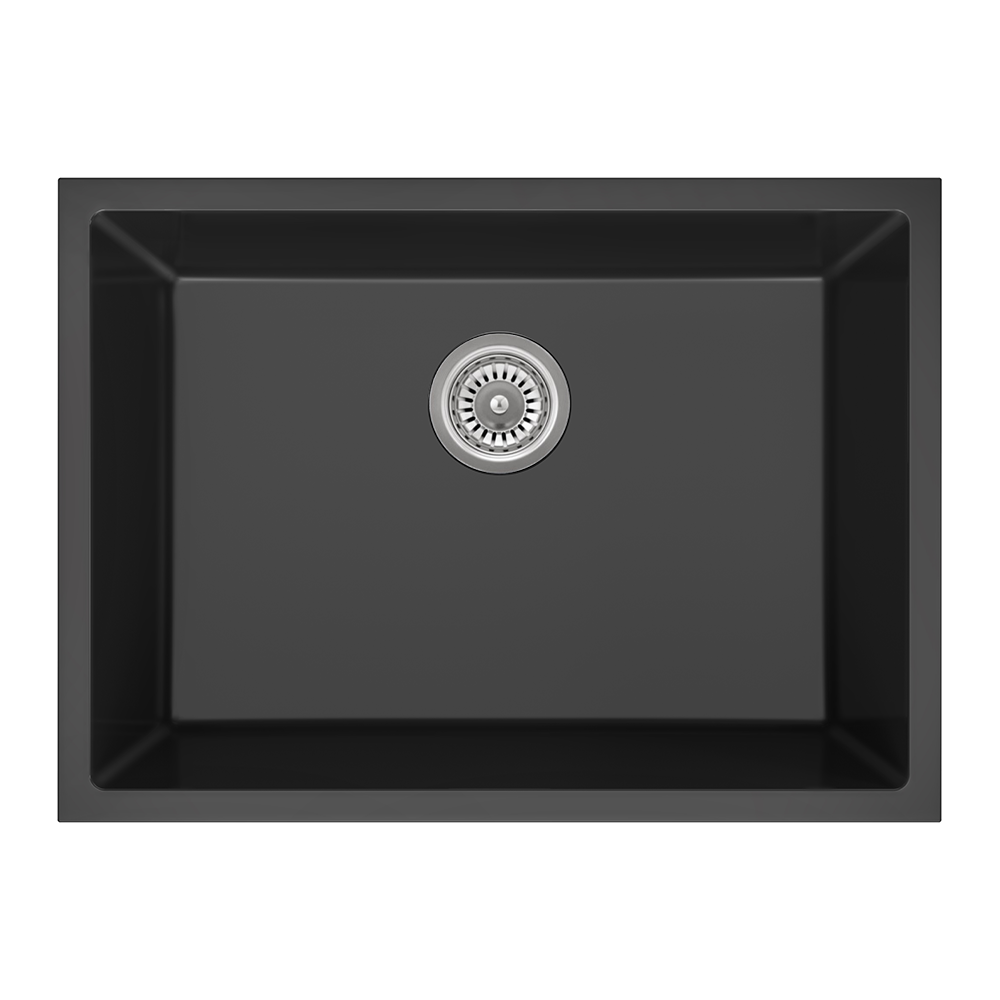 Sierra Composite Single Bowl Kitchen Sink in Matt Black