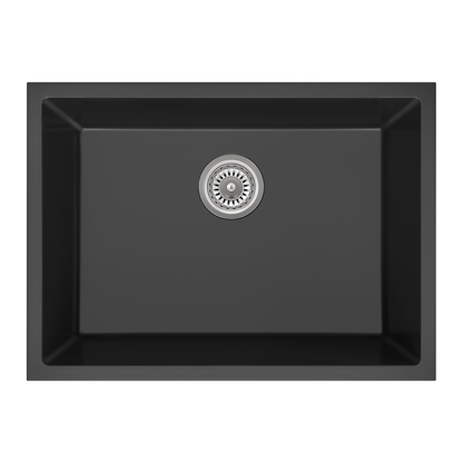 Sierra Composite Single Bowl Kitchen Sink in Matt Black