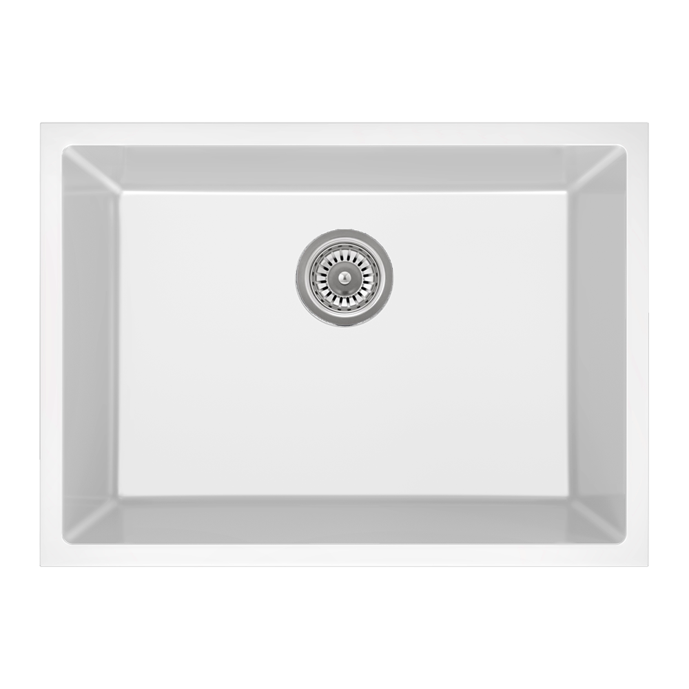 Sierra Composite Single Bowl Kitchen Sink in Matt White