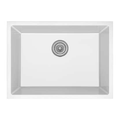 Sierra Composite Single Bowl Kitchen Sink in Matt White