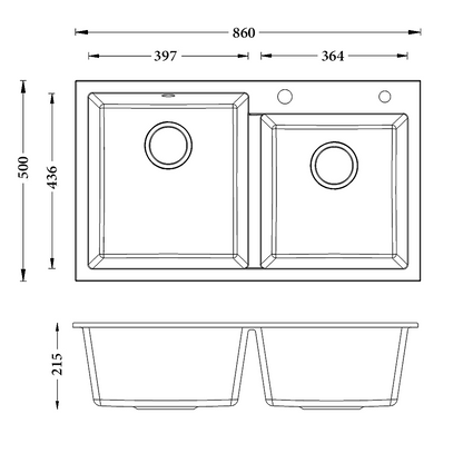 Sierra Composite Double Bowl Kitchen Sink in Matt Black
