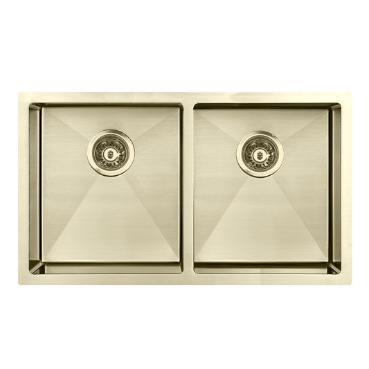 Atlas Handmade Double Bowl Kitchen Sink in Brushed Gold