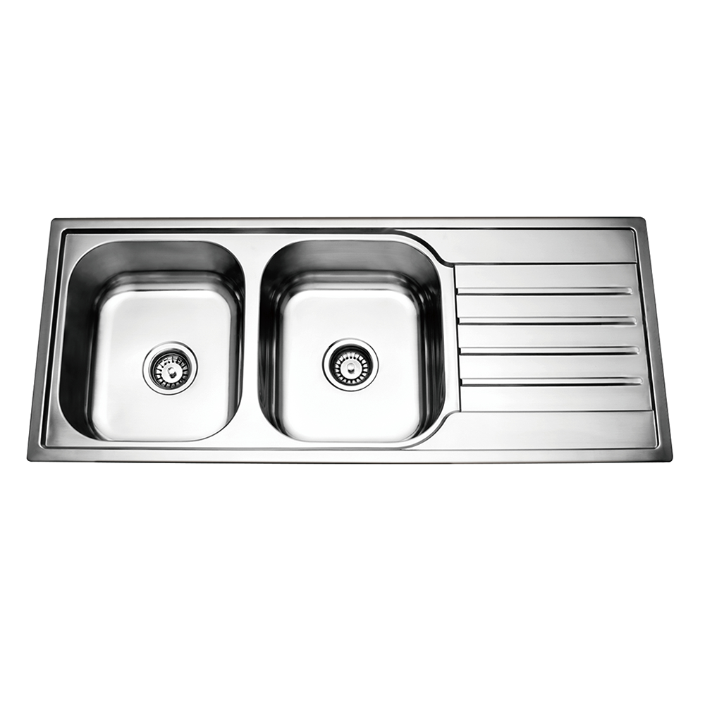 Top Mount Prague Double Bowl Pressed Kitchen Sink