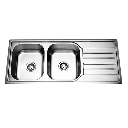 Top Mount Prague Double Bowl Pressed Kitchen Sink