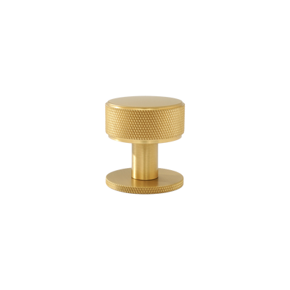 Momo Belgravia Knurled Round Knob Solid Brass 35mm in Brushed Satin Brass