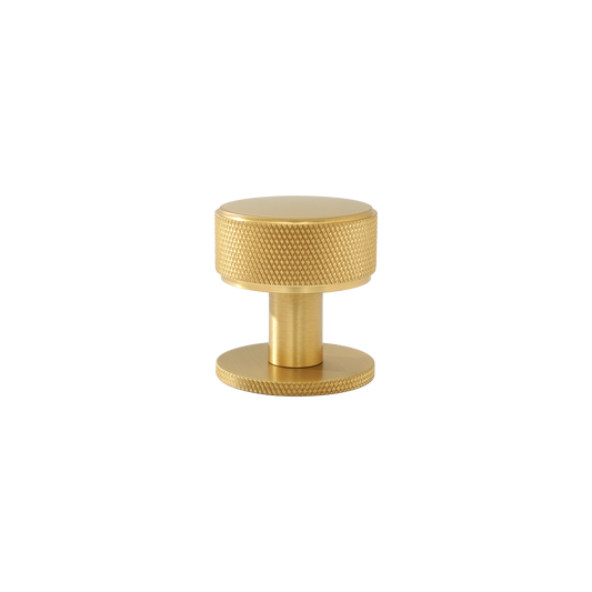 Momo Belgravia Knurled Round Knob Solid Brass 35mm in Brushed Satin Brass
