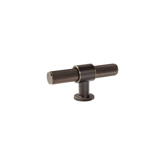 Momo Belgravia Knurled T Knob Solid Brass 82mm in Dark Bronze