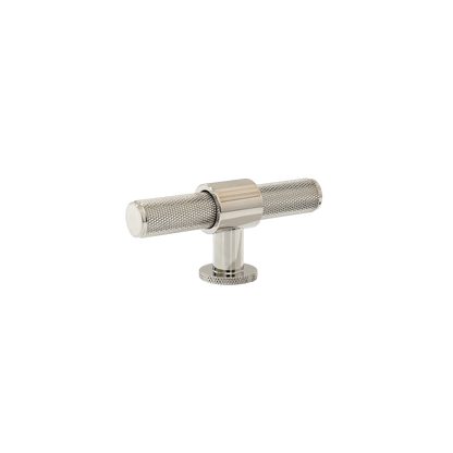 Momo Belgravia Knurled T Knob Solid Brass 82mm in Polished Nickel