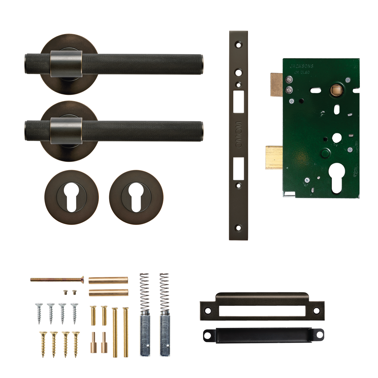 Momo Belgravia Solid Brass Knurled Lever Entrance Set In Dark Bronze