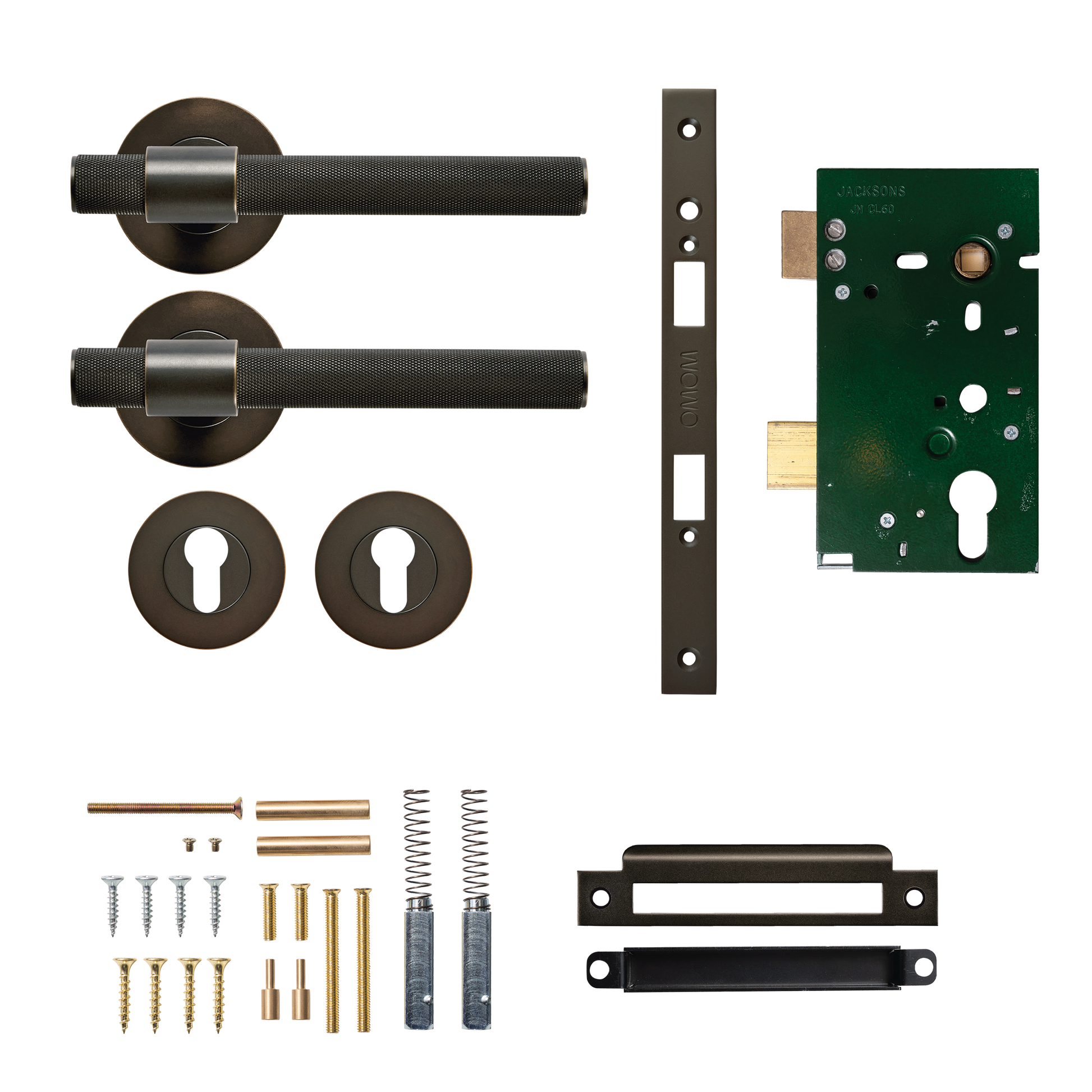 Momo Belgravia Solid Brass Knurled Lever Entrance Set In Dark Bronze