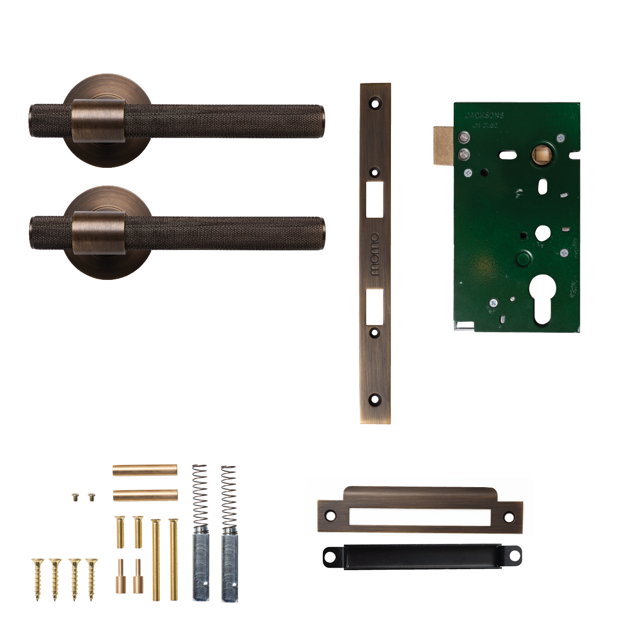 Momo Belgravia Solid Brass Knurled Mortice Lock Passage Lever Set In Bronze