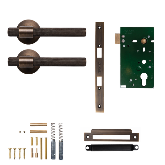 Momo Belgravia Solid Brass Knurled Mortice Lock Passage Lever Set In Bronze