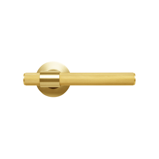 Momo Belgravia Solid Brass Knurled Lever Handle Set in Brushed Satin Brass