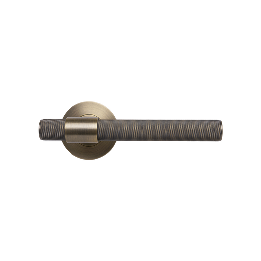 Momo Belgravia Solid Brass Knurled Lever Handle Set in Dark Brushed Brass