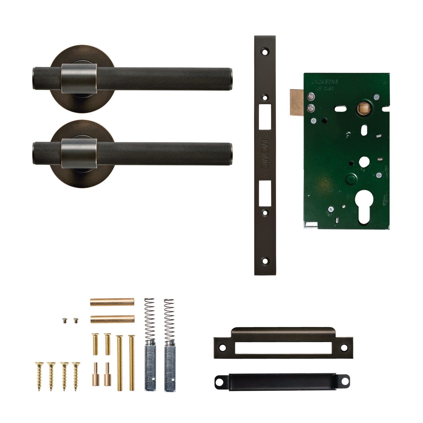 Momo Belgravia Solid Brass Knurled Mortice Lock Passage Lever Set In Dark Bronze