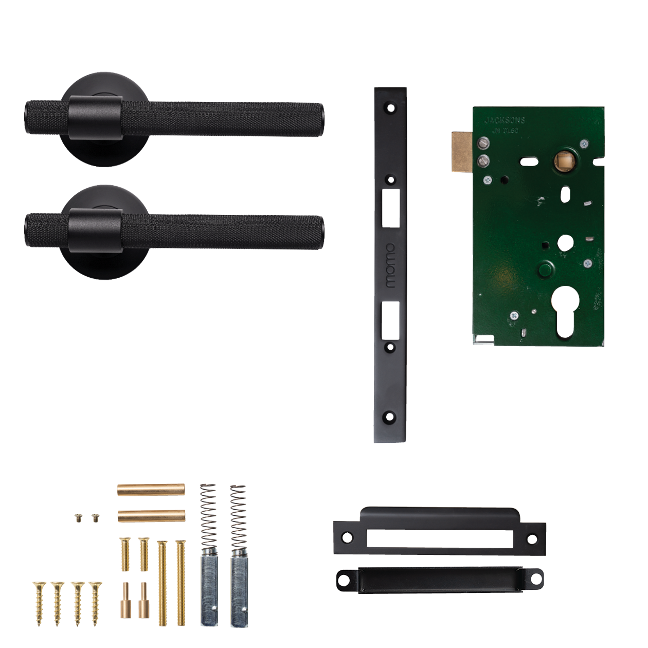 Momo Belgravia Solid Brass Knurled Mortice Lock Passage Lever Set In Matt Black