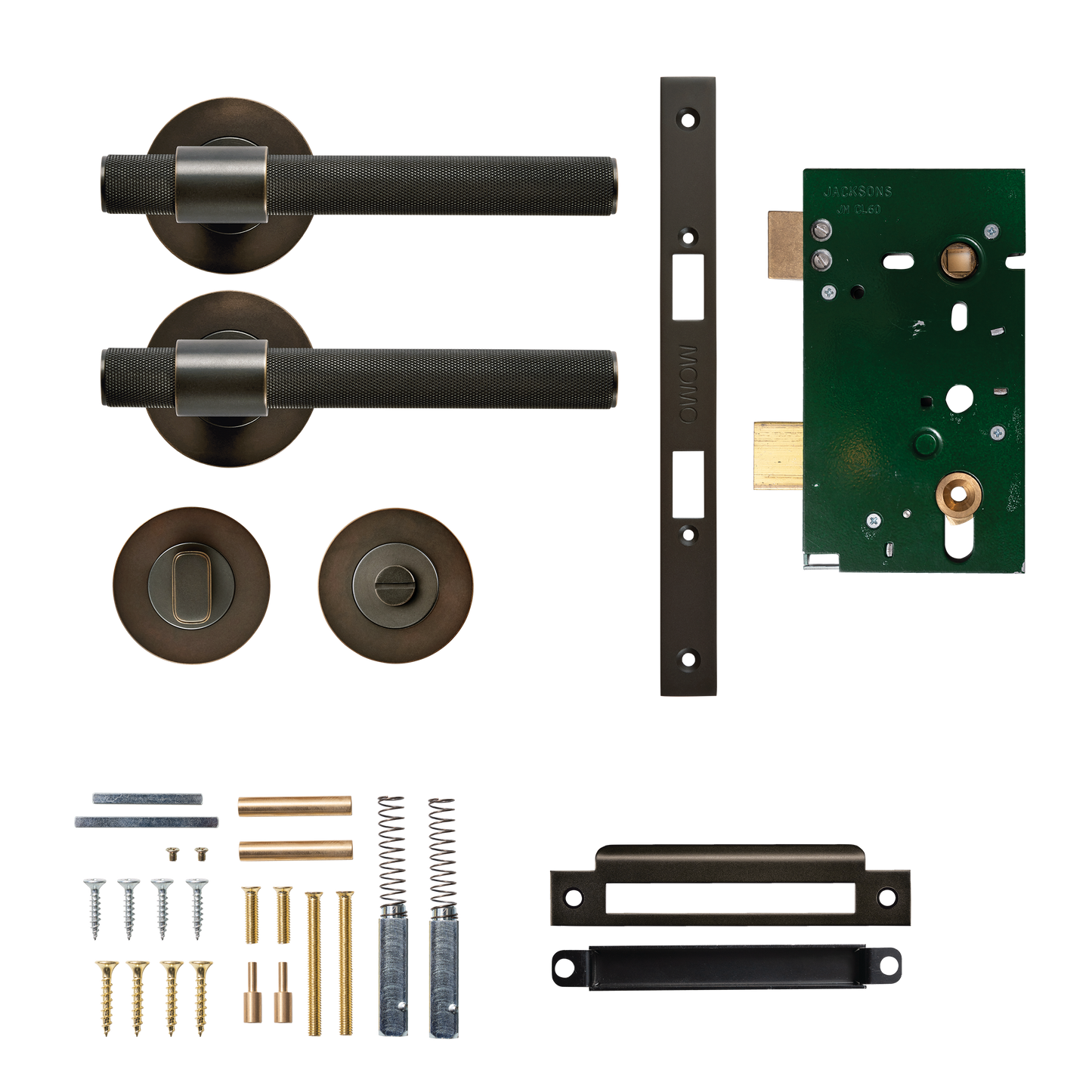 Momo Belgravia Solid Brass Knurled Mortice Lock Privacy Lever Set In Dark Bronze