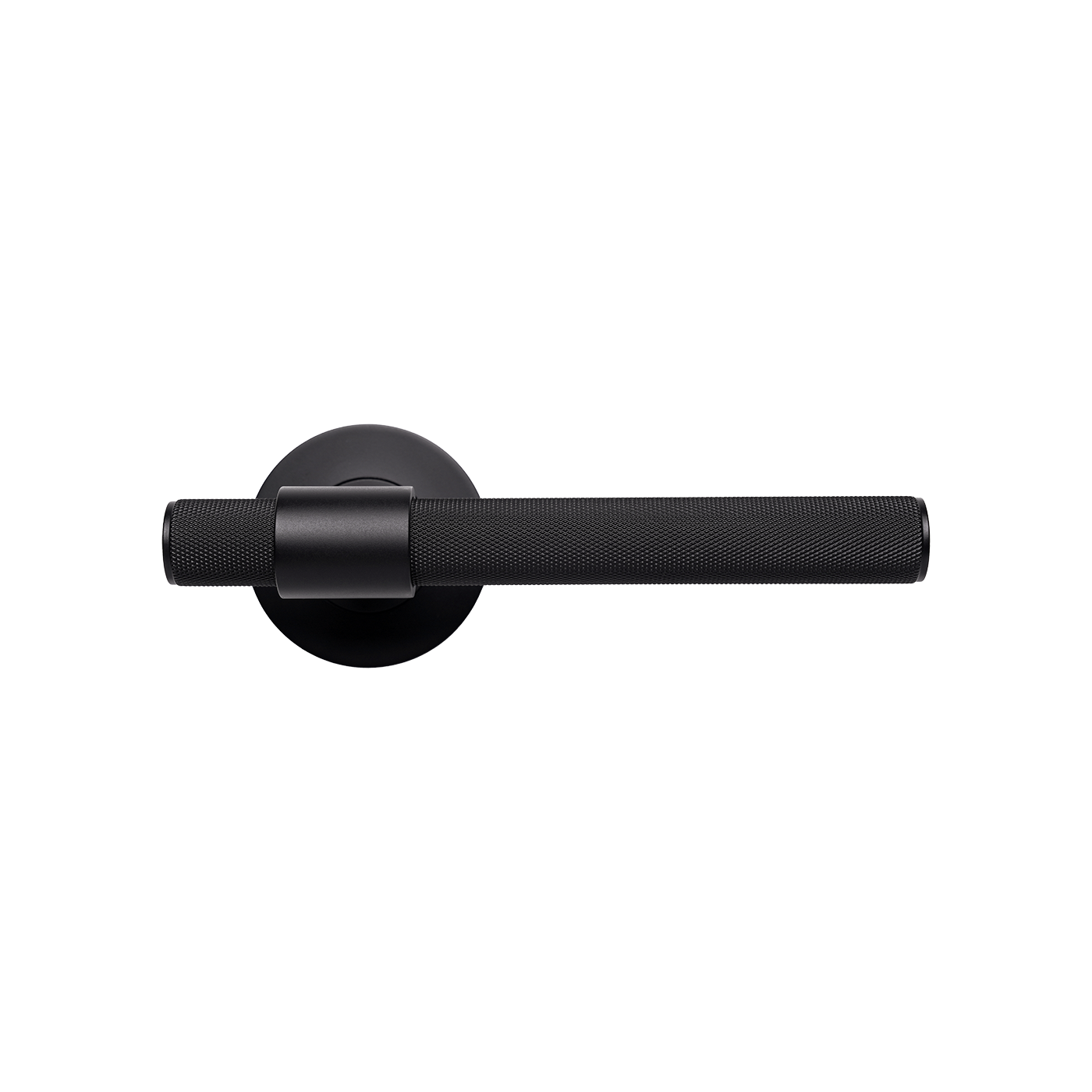 Momo Belgravia Solid Brass Knurled Lever Entrance Set In Matt Black (1)