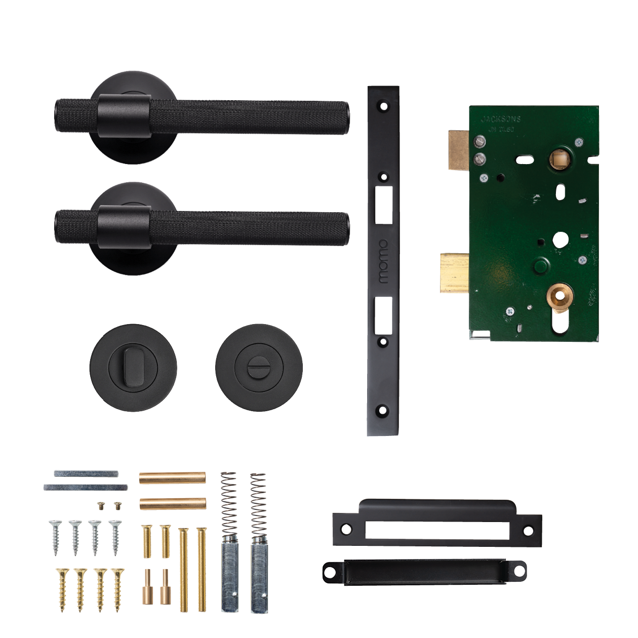 Momo Belgravia Solid Brass Knurled Mortice Lock Privacy Lever Set In Matt Black