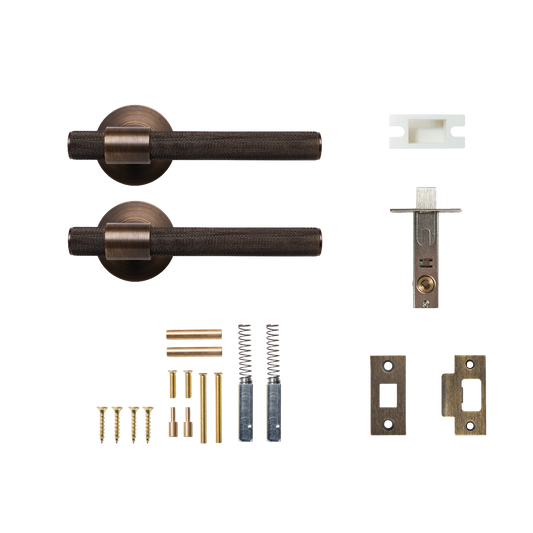 Momo Belgravia Solid Brass Knurled Tubular Latch Passage Lever Set In Bronze