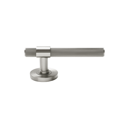 Momo Belgravia Solid Brass Knurled Lever Entrance Set In Dull Brushed Nickel (2)
